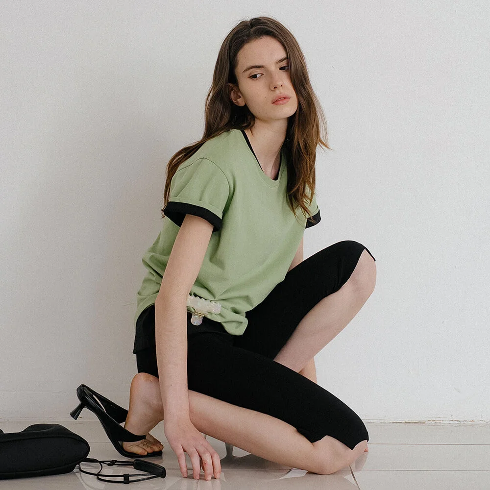 Soft basic round T-shirt _Green