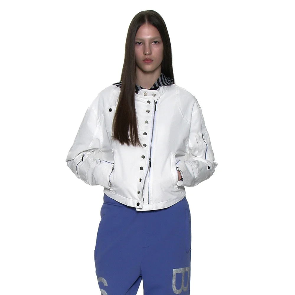 LIGHT COTTON BIKER JACKET_WHITE