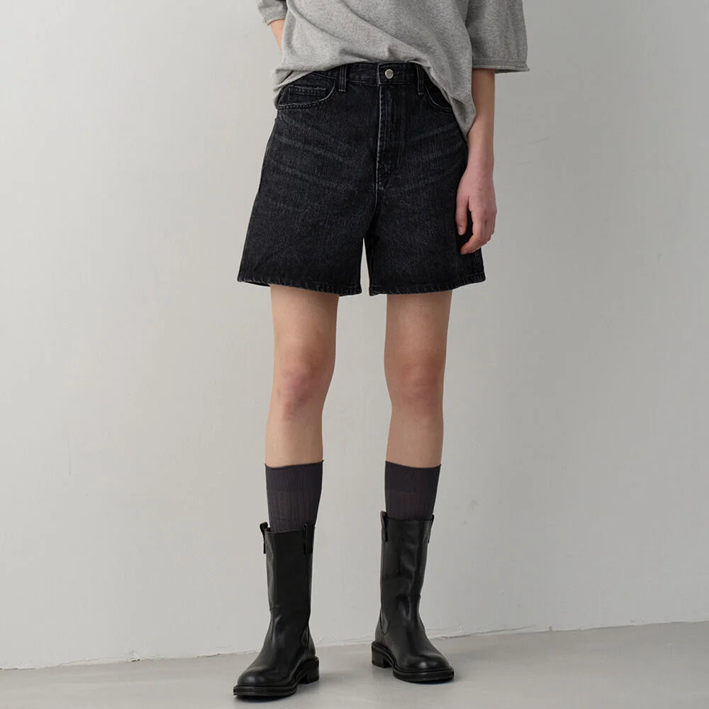 經典 牛仔 短褲_vintage black