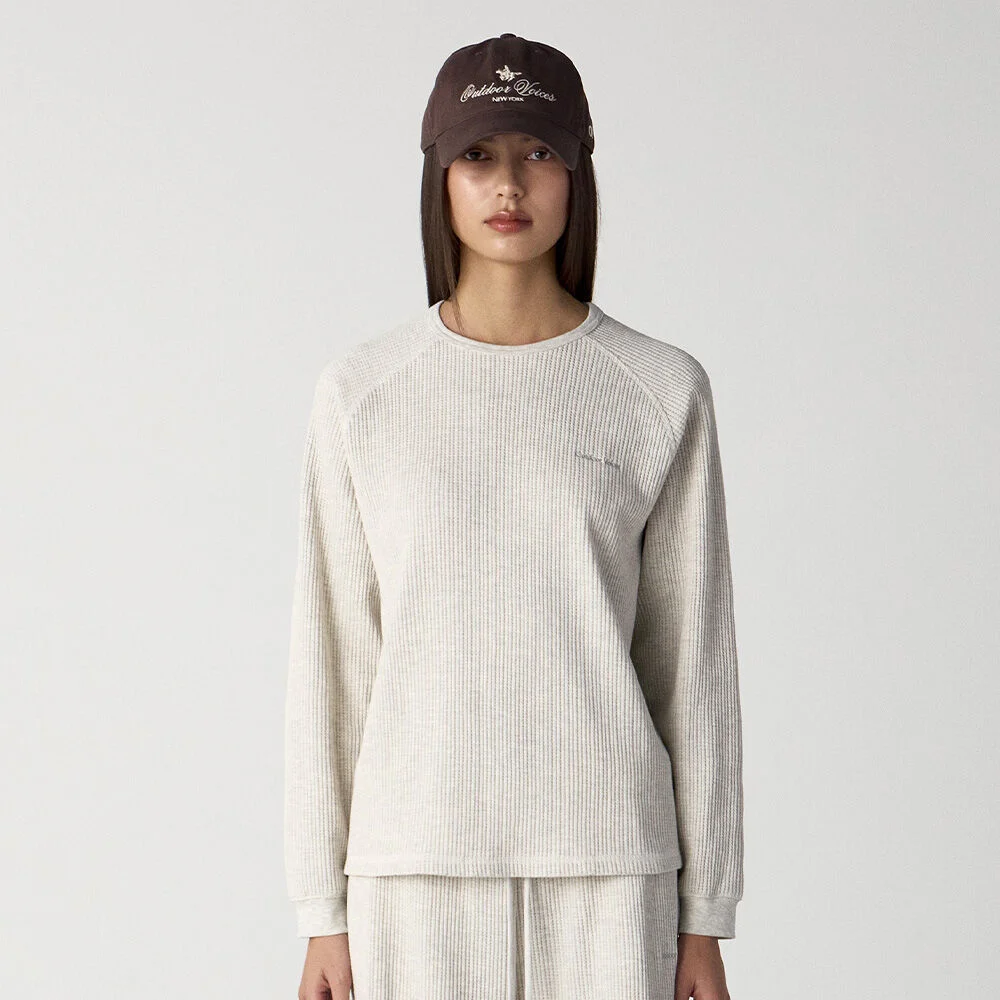 WAFFLE RAGLAN LONG SLEEVE TEE (OATMEAL)