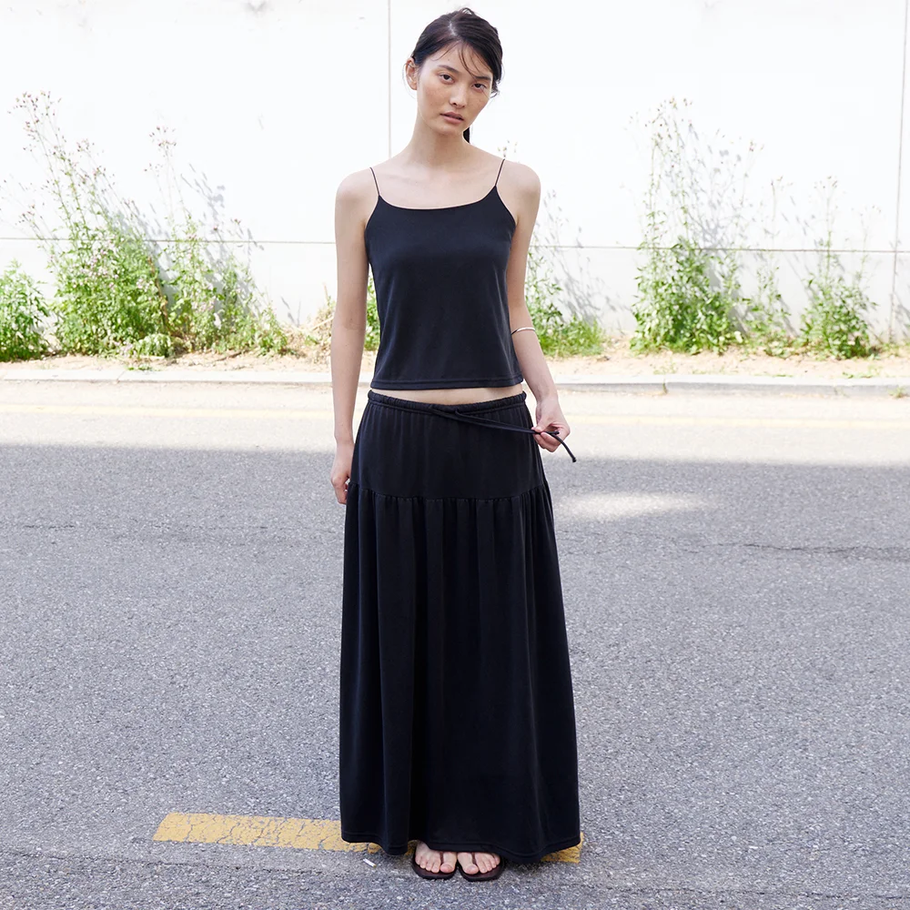 Soft Modal Tiered Skirt (Black)