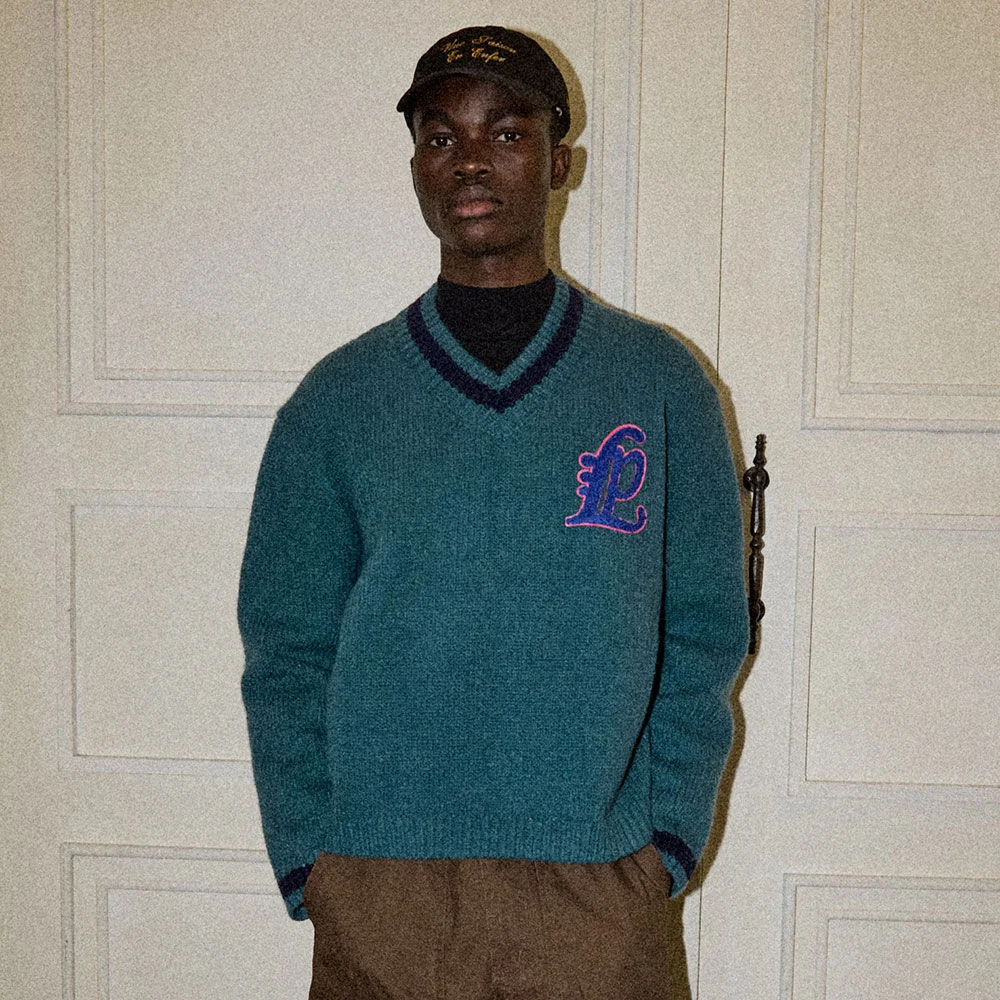 Varsity V-Neck Knit 29(Deep Green)