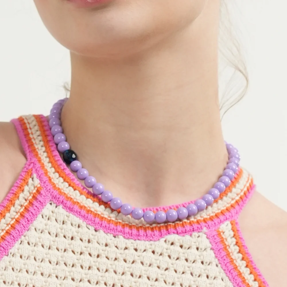 8mm exotic color glass ball Necklace 捷克 玻璃 8mm BOL 串珠 頸鏈 4colors