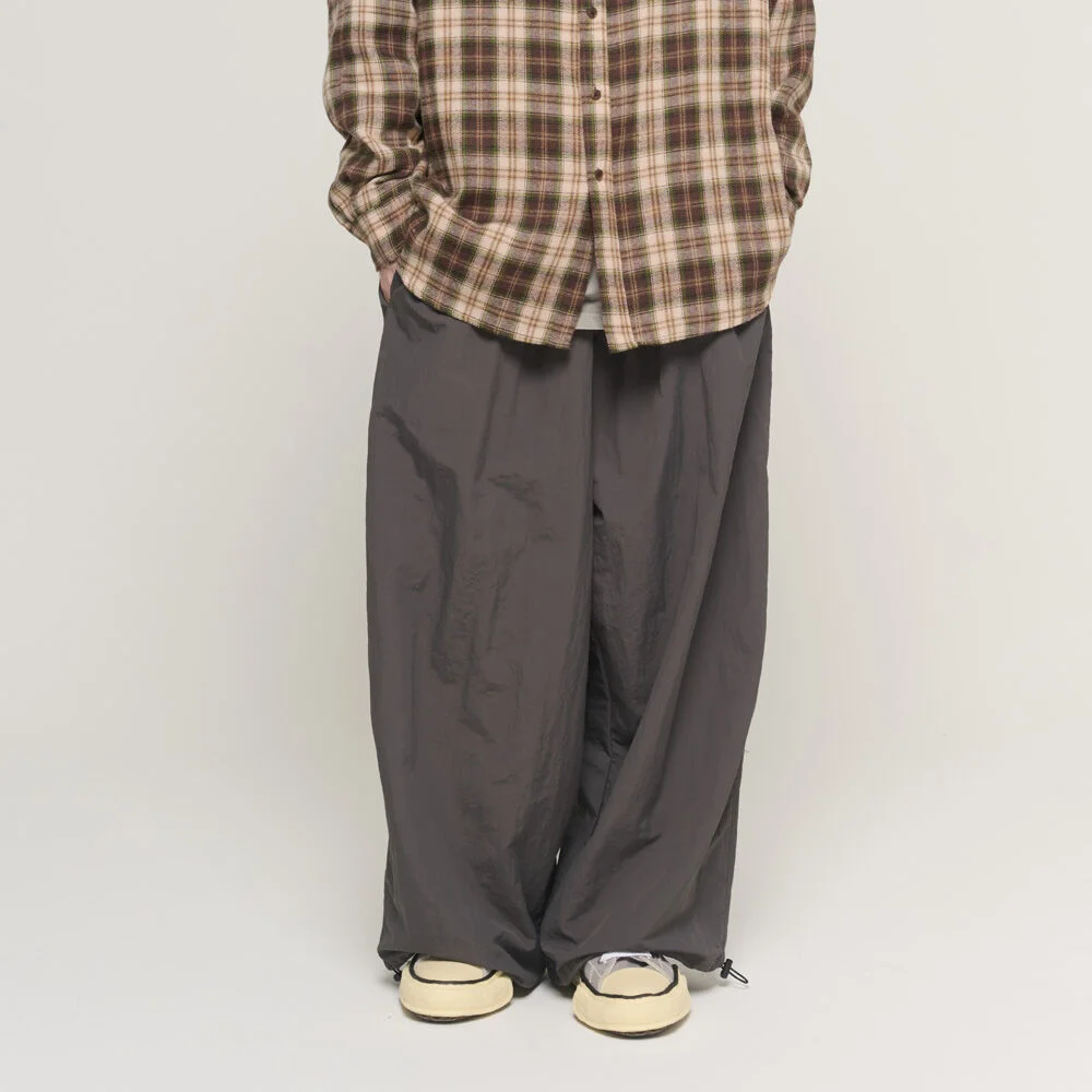 NYLON LOOP STRING WIDE PANTS (CHARCOAL)