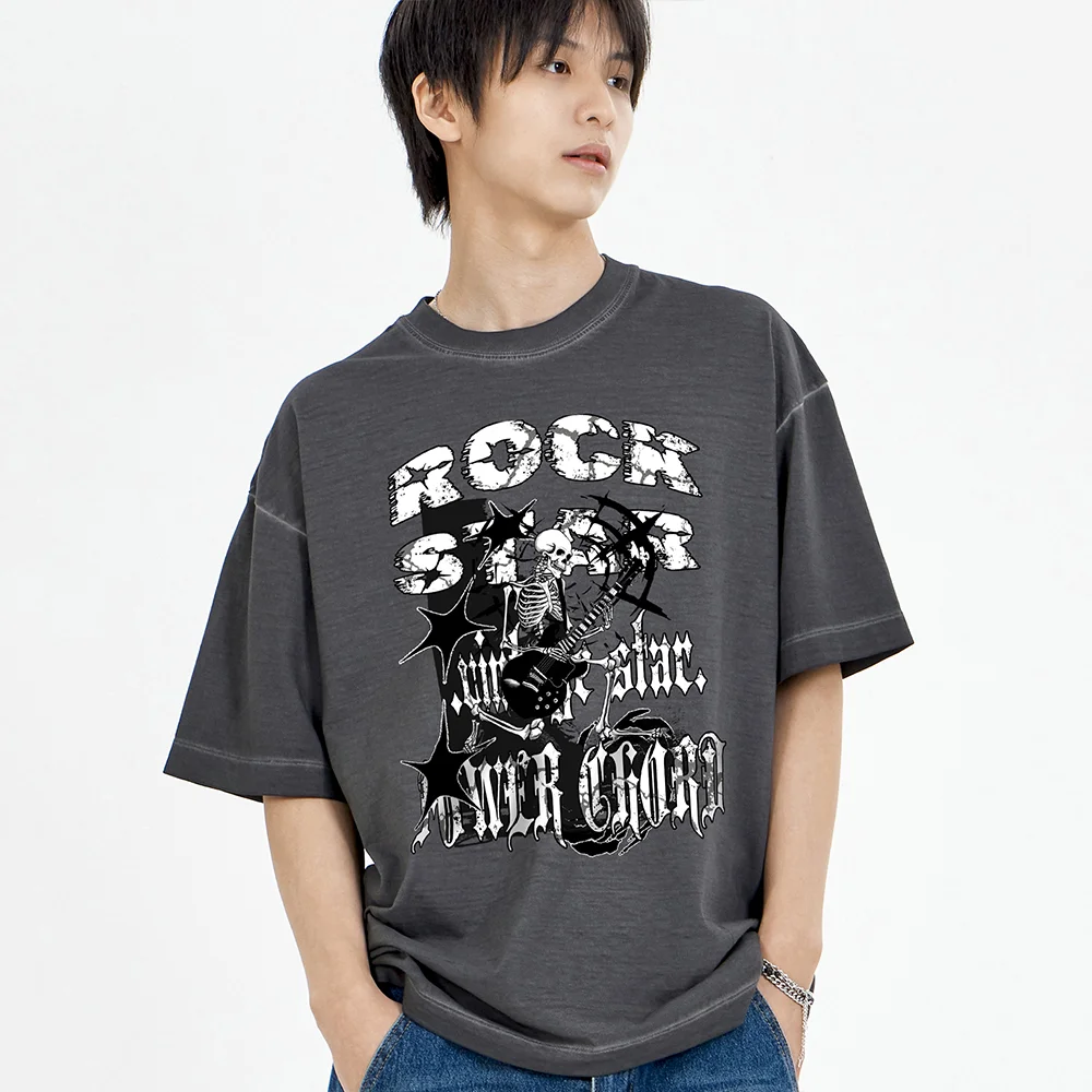 骷髏 Rockstar Pigment 短袖T恤 炭灰色