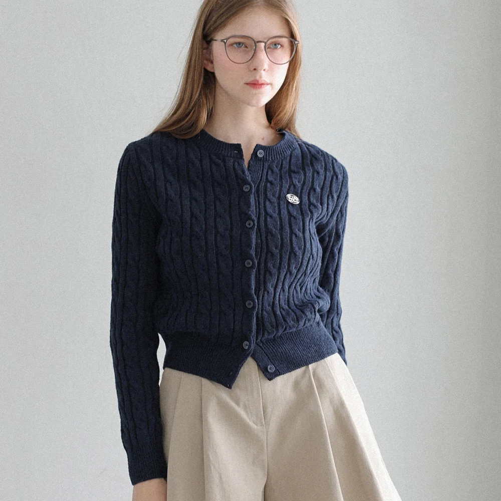 Wool cable knit cardigan
