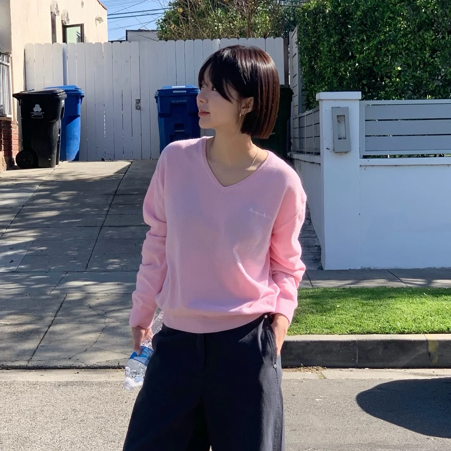 Roe V-Neck Knit - Light Pink
