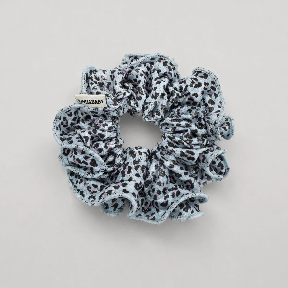 romantic leopard scrunchie - mist blue