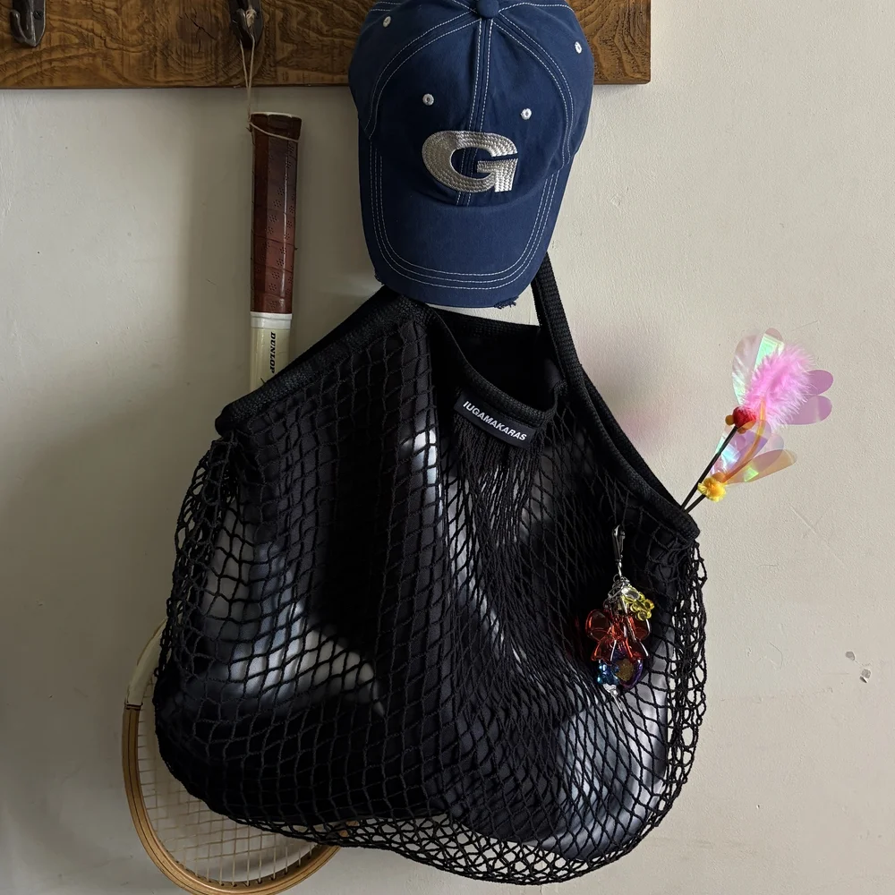 Wavy Layered Net Bag (Black)
