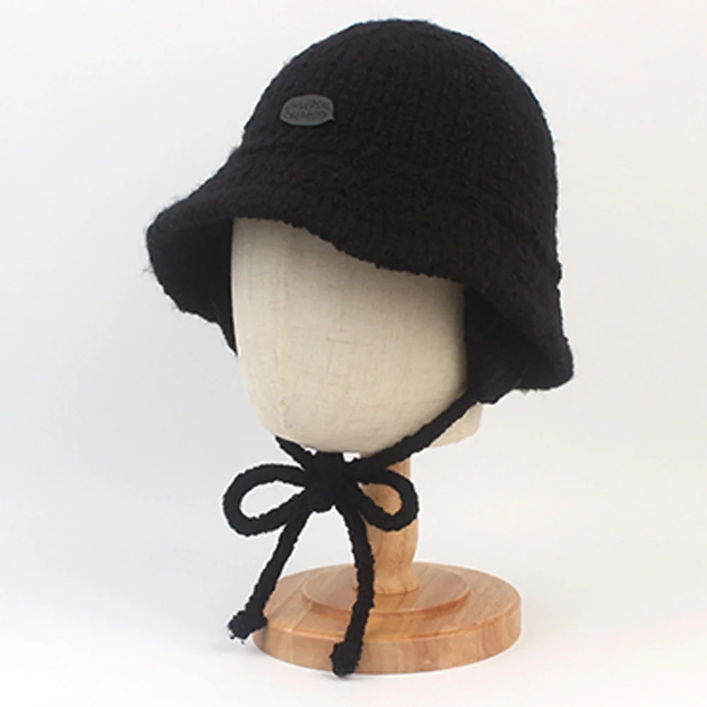 Wool Knit Black Earflap Bucket Hat 護耳帽