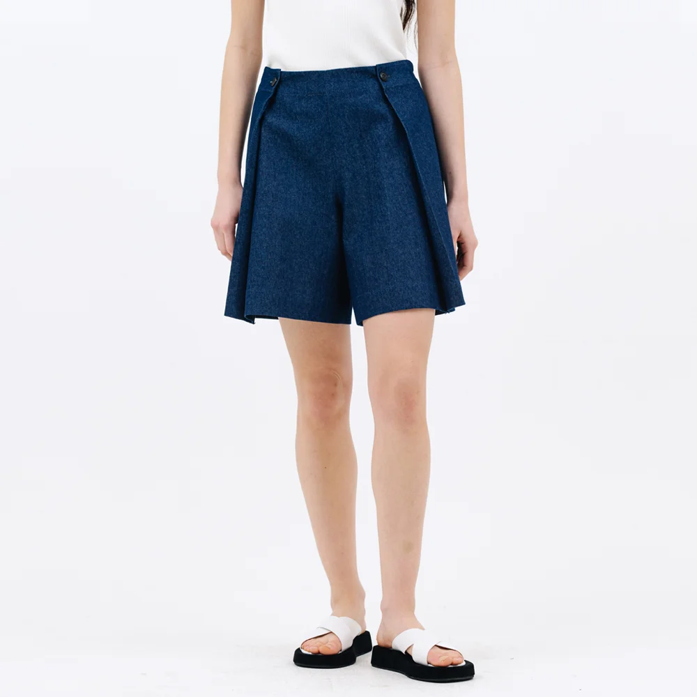 button half pants_denim