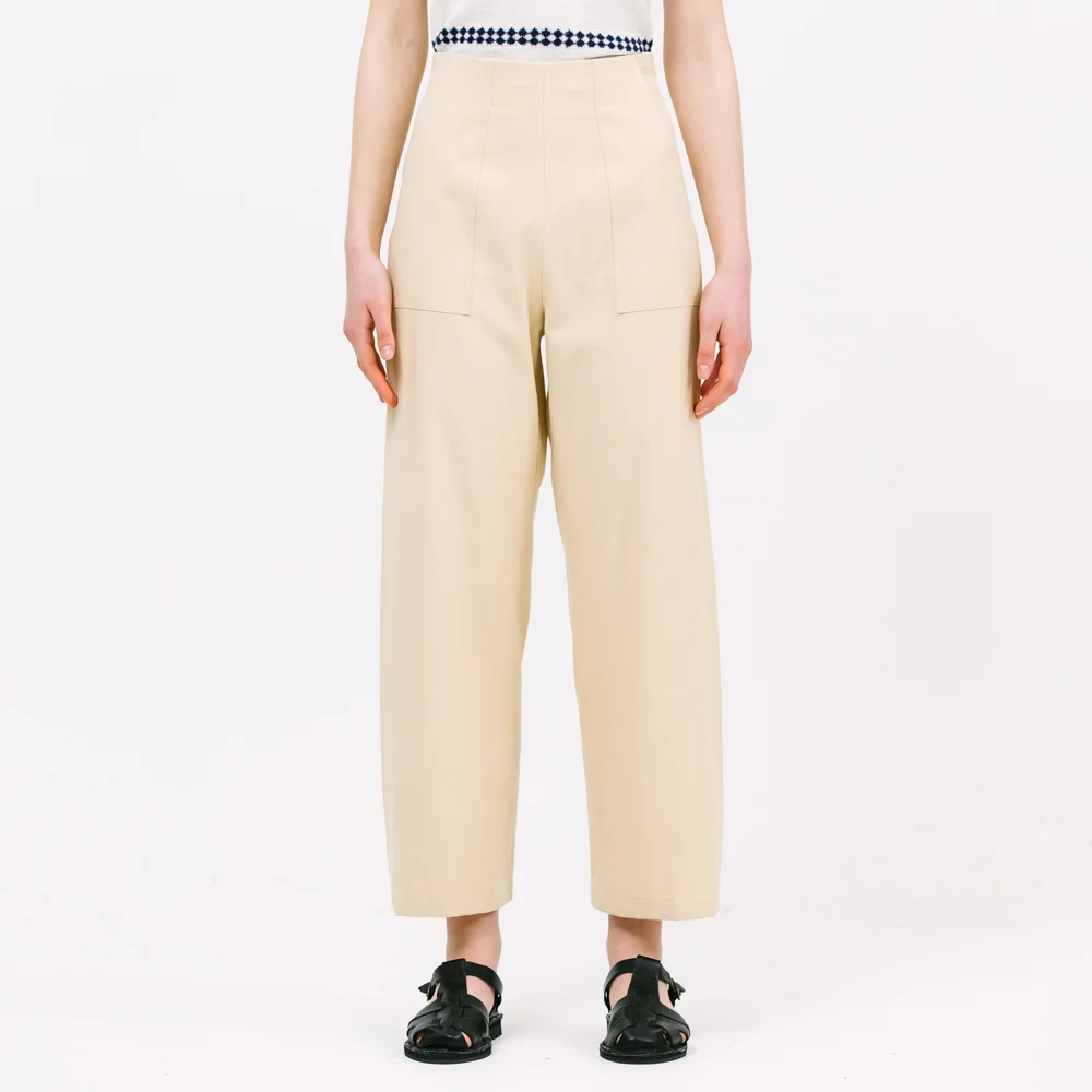 easy side tuck pants_yellow beige