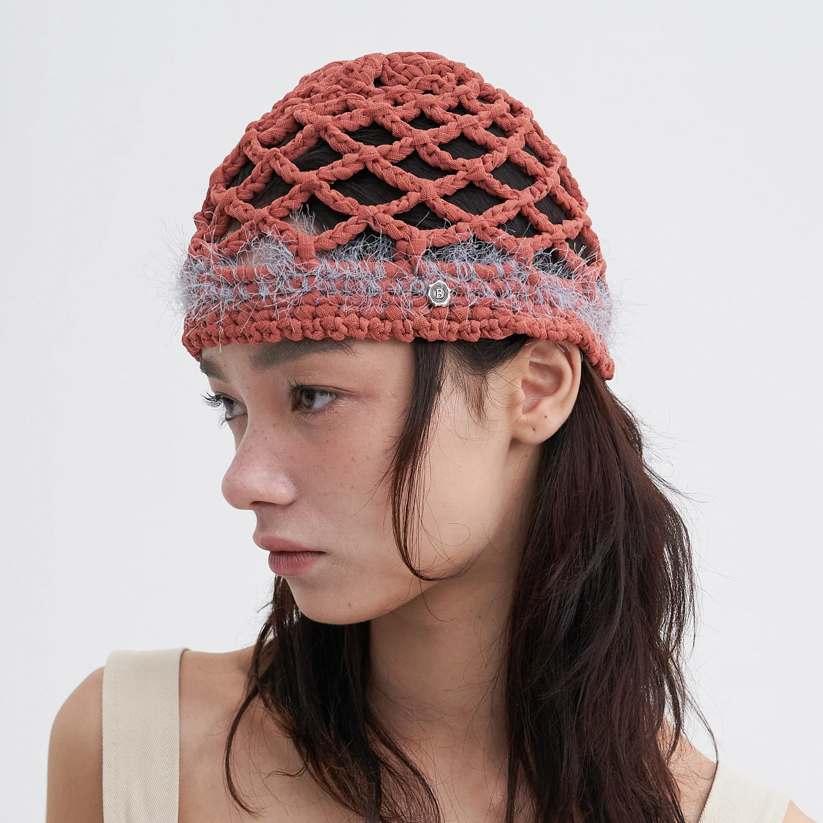 Chiffon Weaving Beanie Burnt Orange