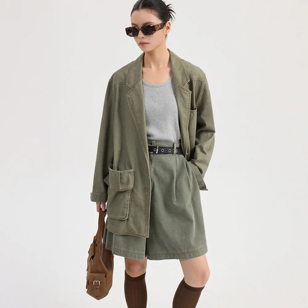 Washing Denim Back Banding Shorts (khaki) LFPDW25230KHX