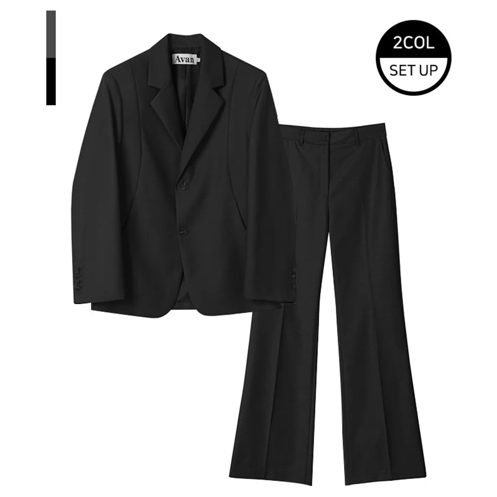 弧形 雙鈕扣 西裝外套 & Semi Bootscut Slacks 102 - 2COL