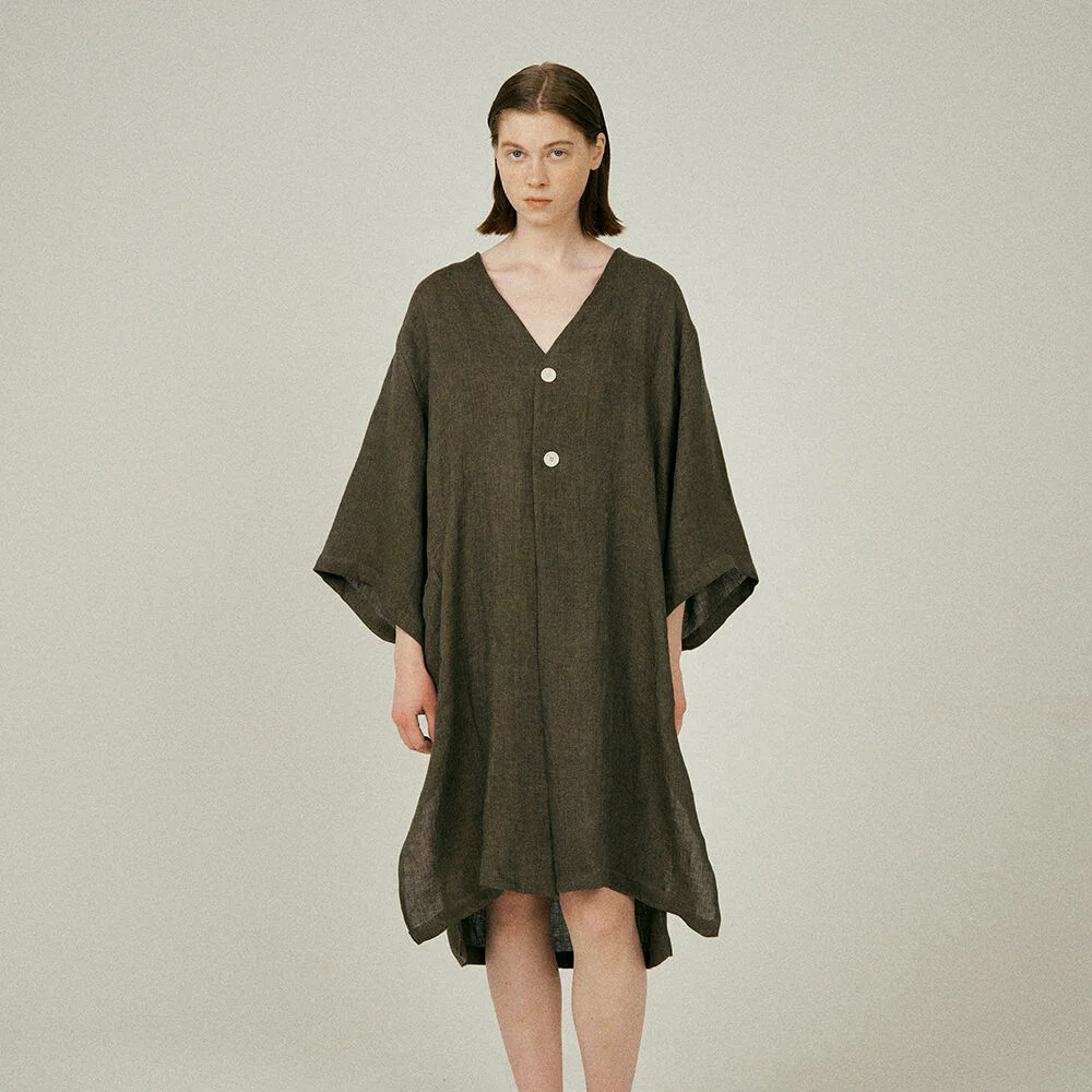 (w) Readymade Robe in Linen Dobby Olive