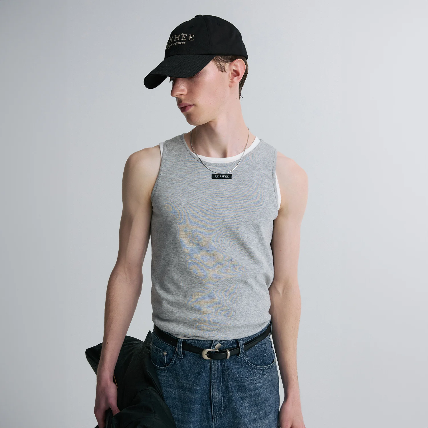 LOGO SLEEVELESS TOP MELANGE GRAY