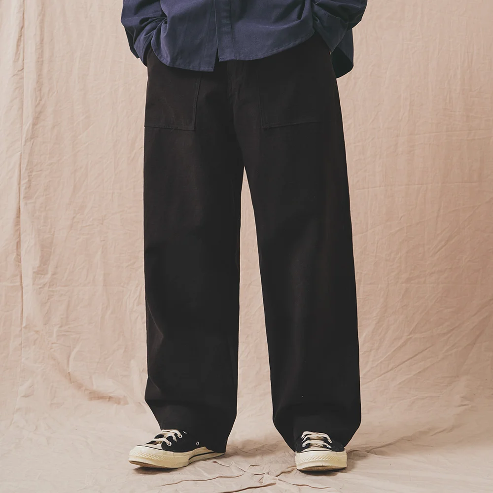 粗獷 Slub Fatigue Pants 黑色 JULP4678