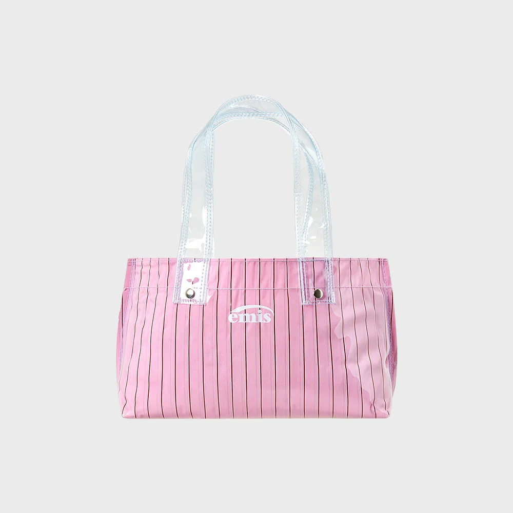 CLEAR STRIPE MINI TOTE BAG-PINK