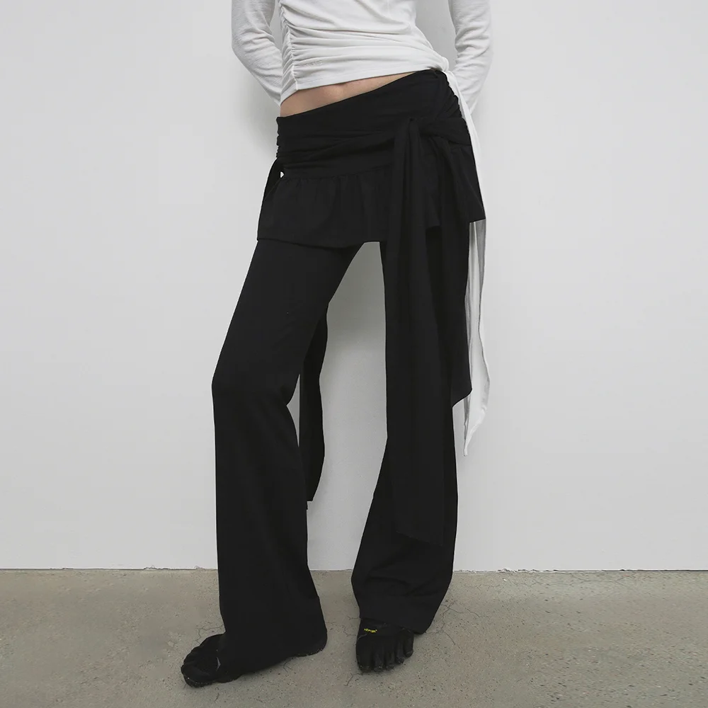 STRAP SKIRT PANTS_BLACK