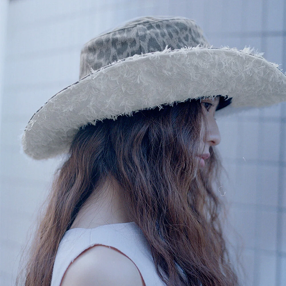 LEOPARD FEDORA IN KHAKI FRINGE