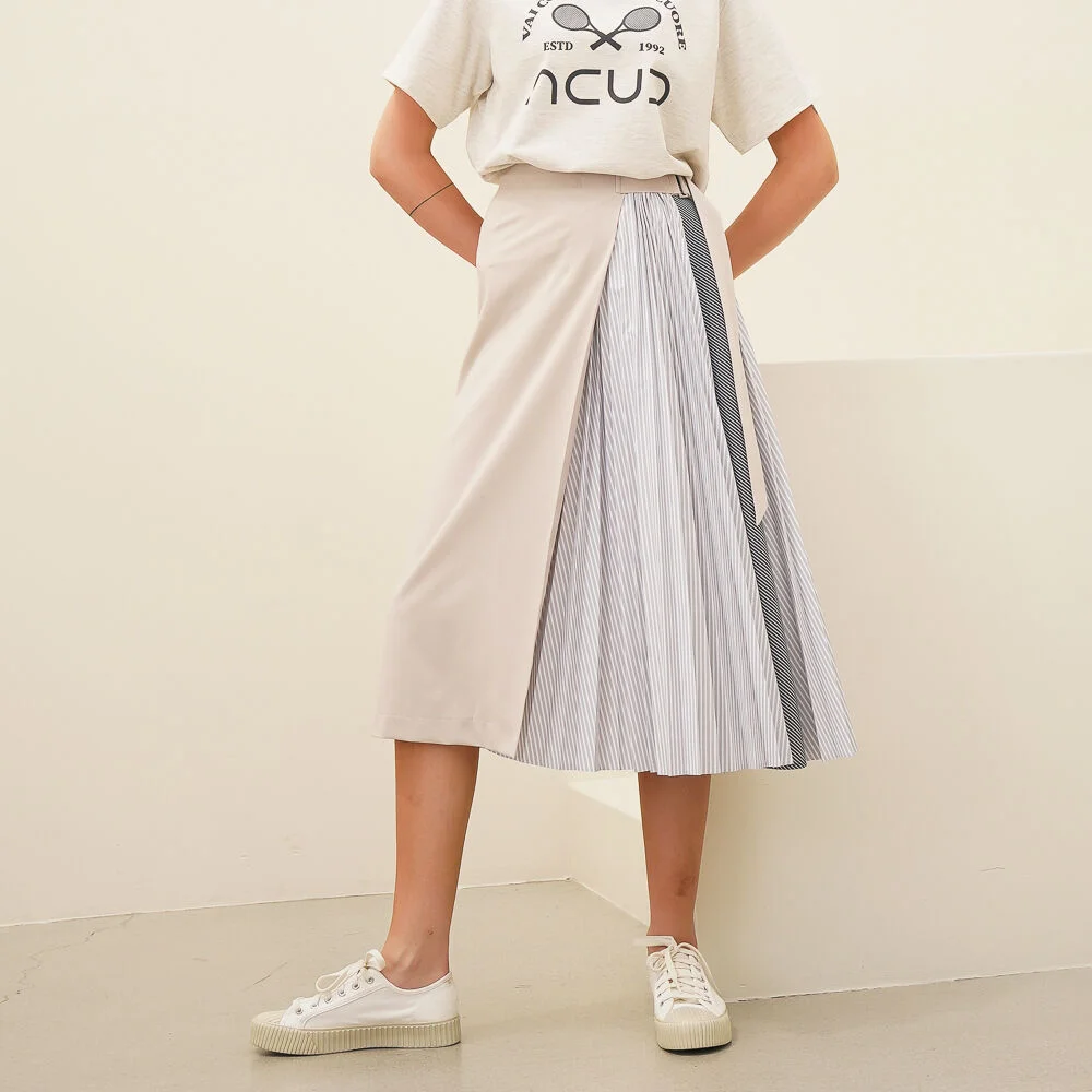 Tiera Pleats Skirt_Beige