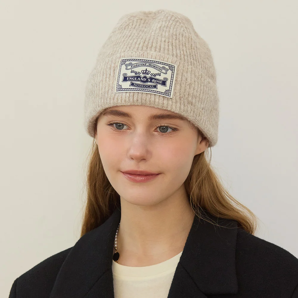 Englands Rose Classic Knit Beanie - Oatmeal