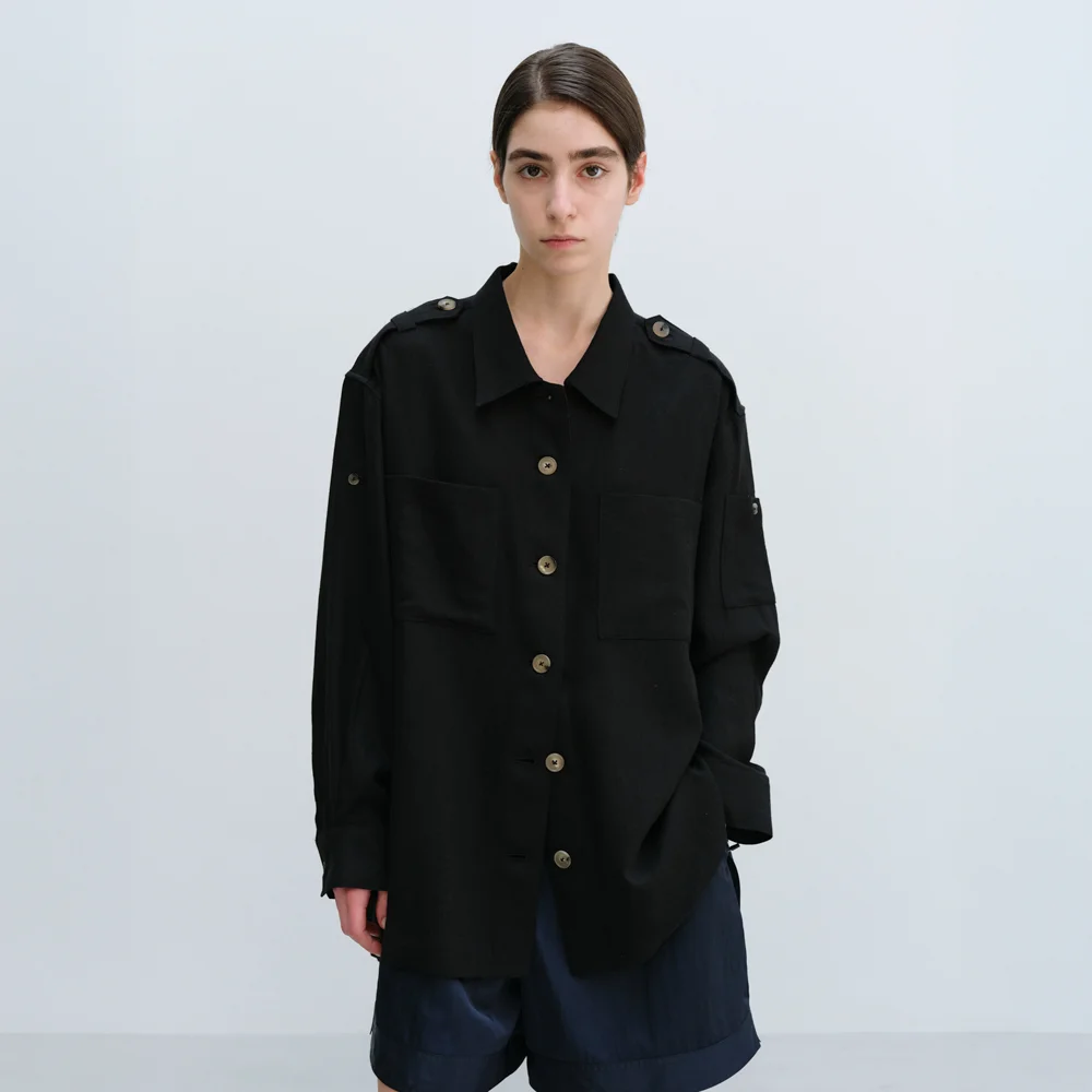 Epaulet Shirt in Black