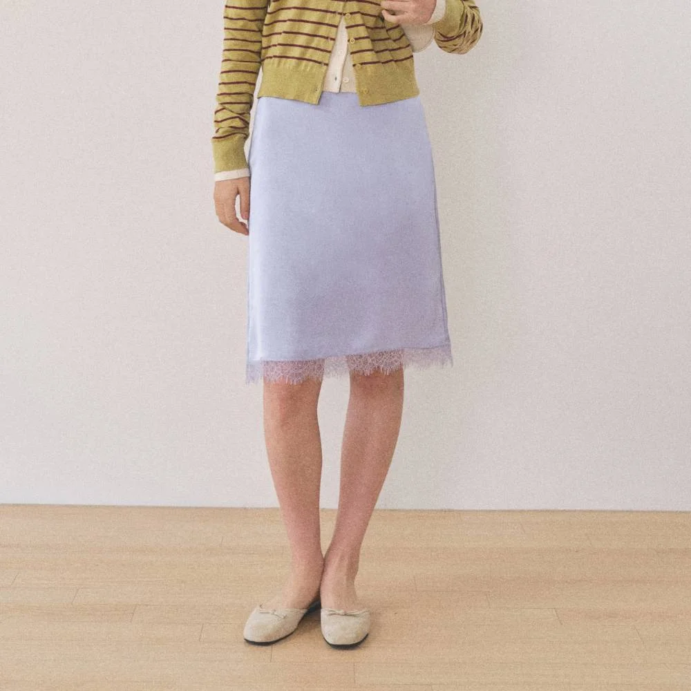 AILE SATIN LACE SKIRT_LIGHT BLUE