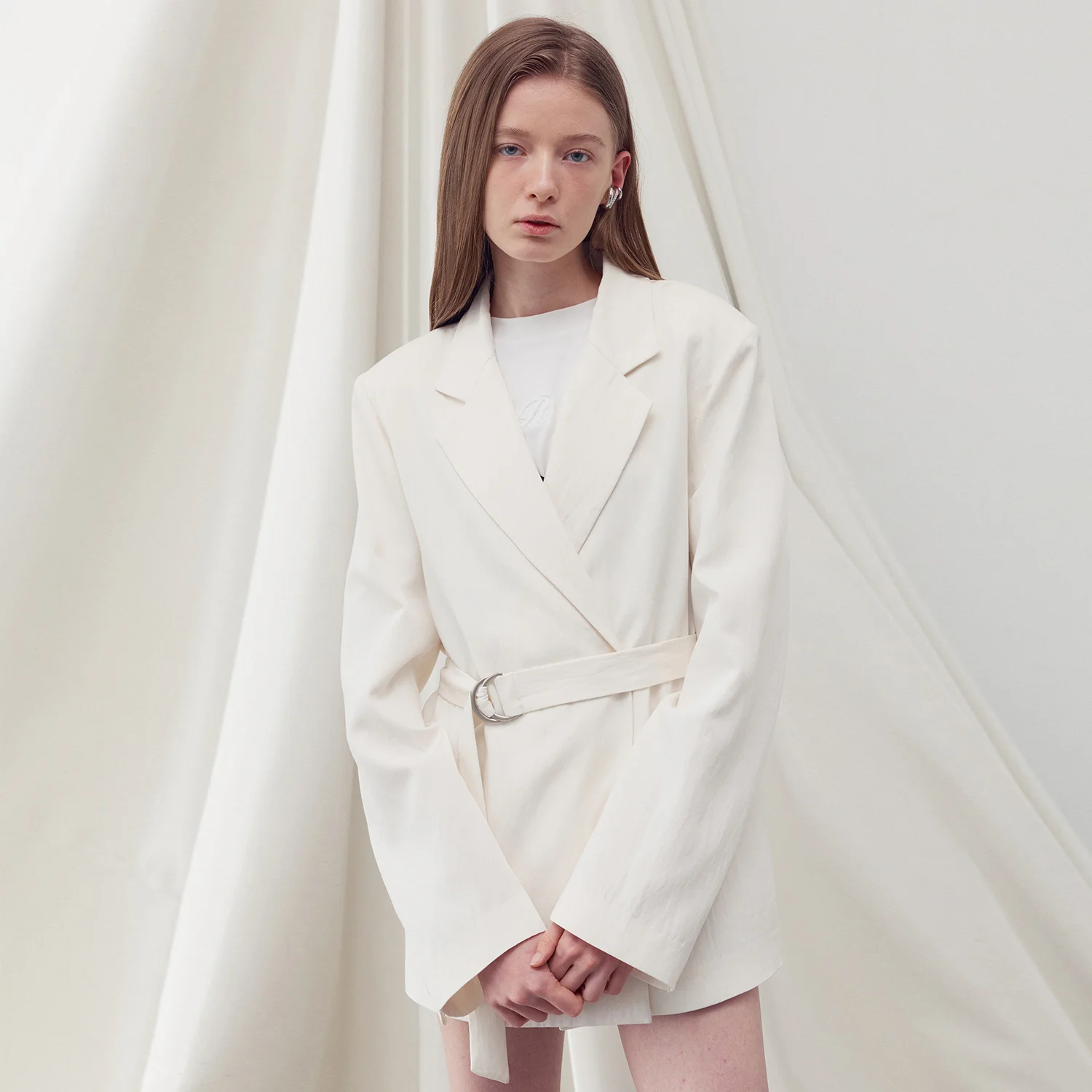D-RING BELTED JACKET IVORY