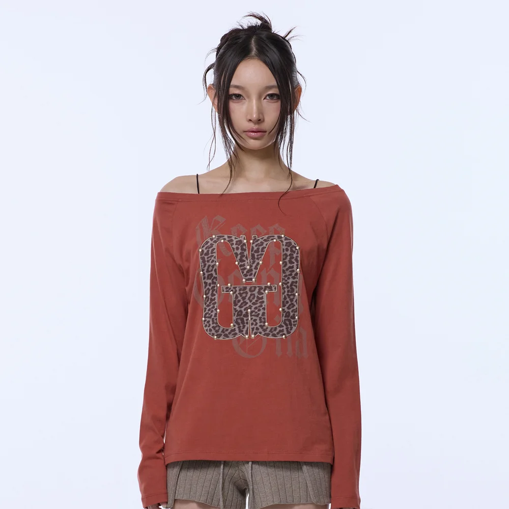 APPLIQUE STUD G LOGO LONG SLEEVE_ORANGE
