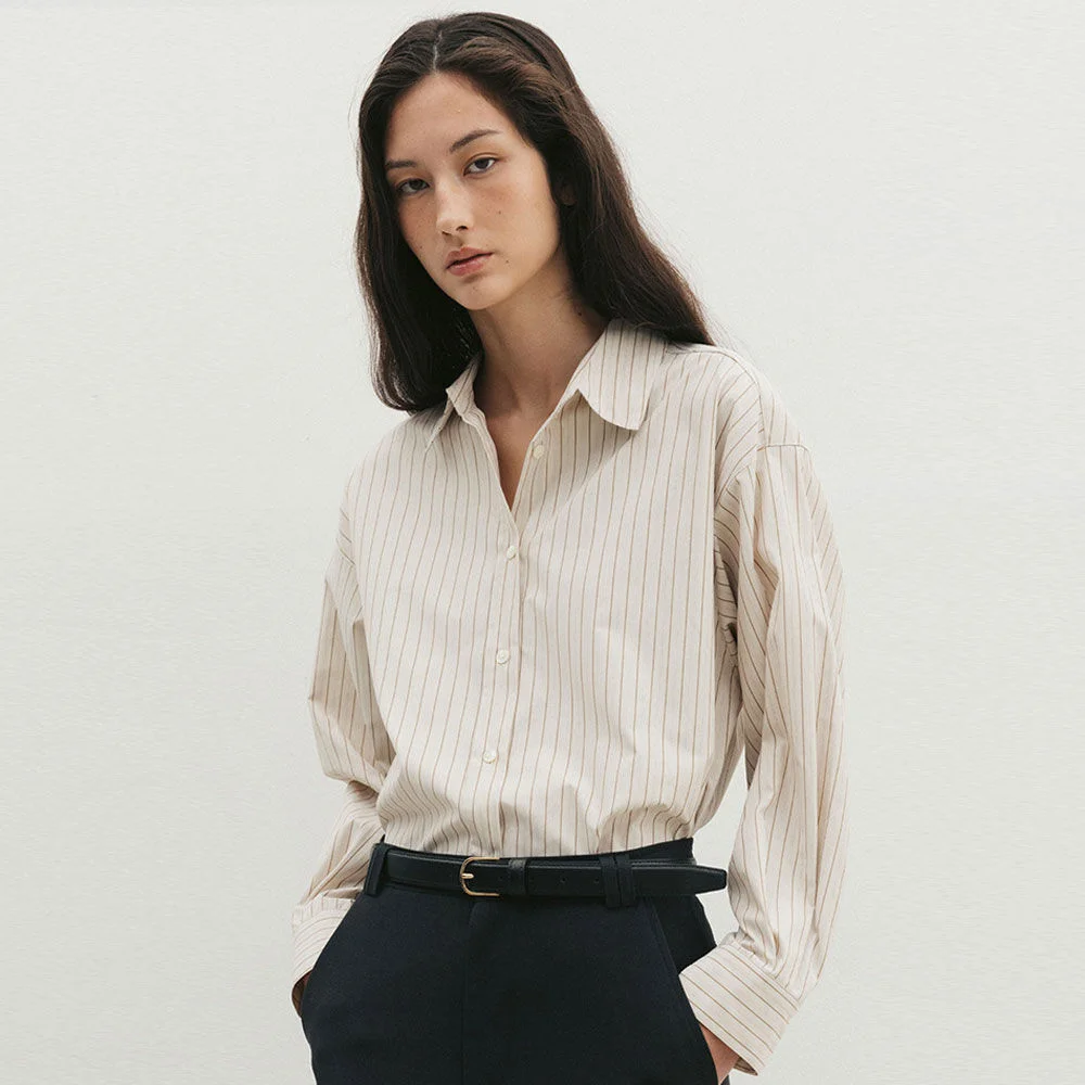 Back Shirring Shirt(Beige)