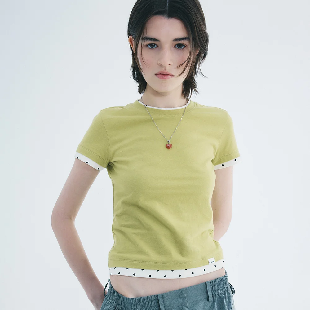 Dot Layered Two-tone T-shirts VW6ME452_4color
