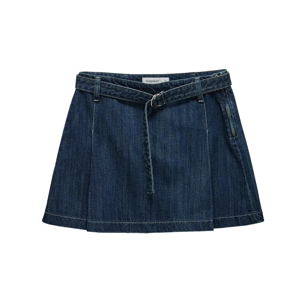 Iris Ring Denim Skirt (deep blue)