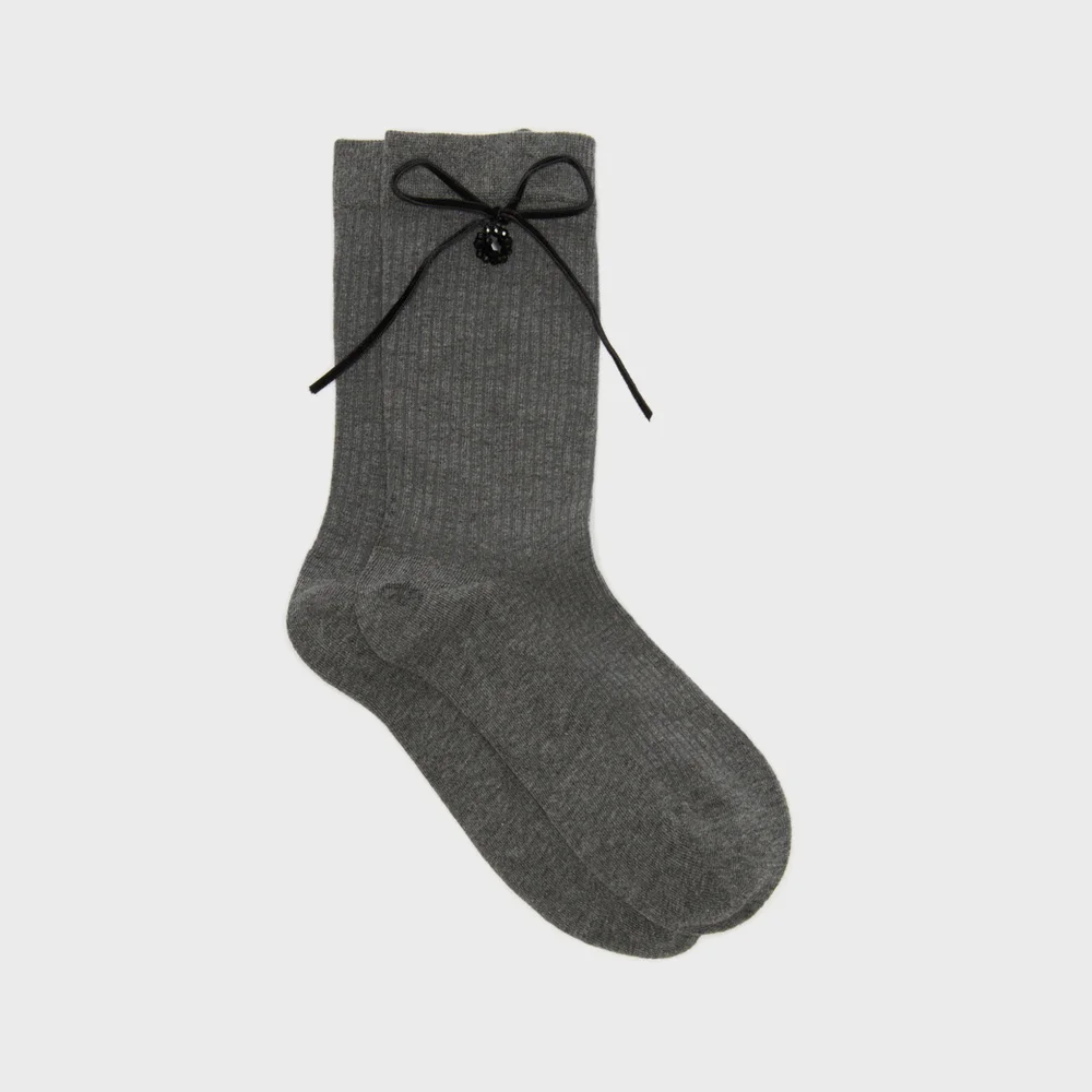 Ribbon bead socks(grey)_DSLAA26502GRY