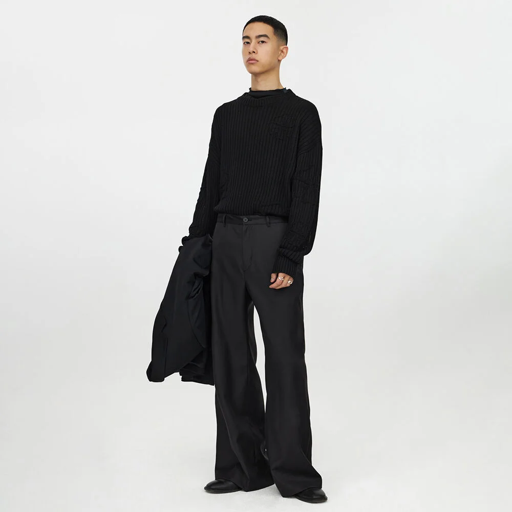 23SS Wide Flared Pants Black