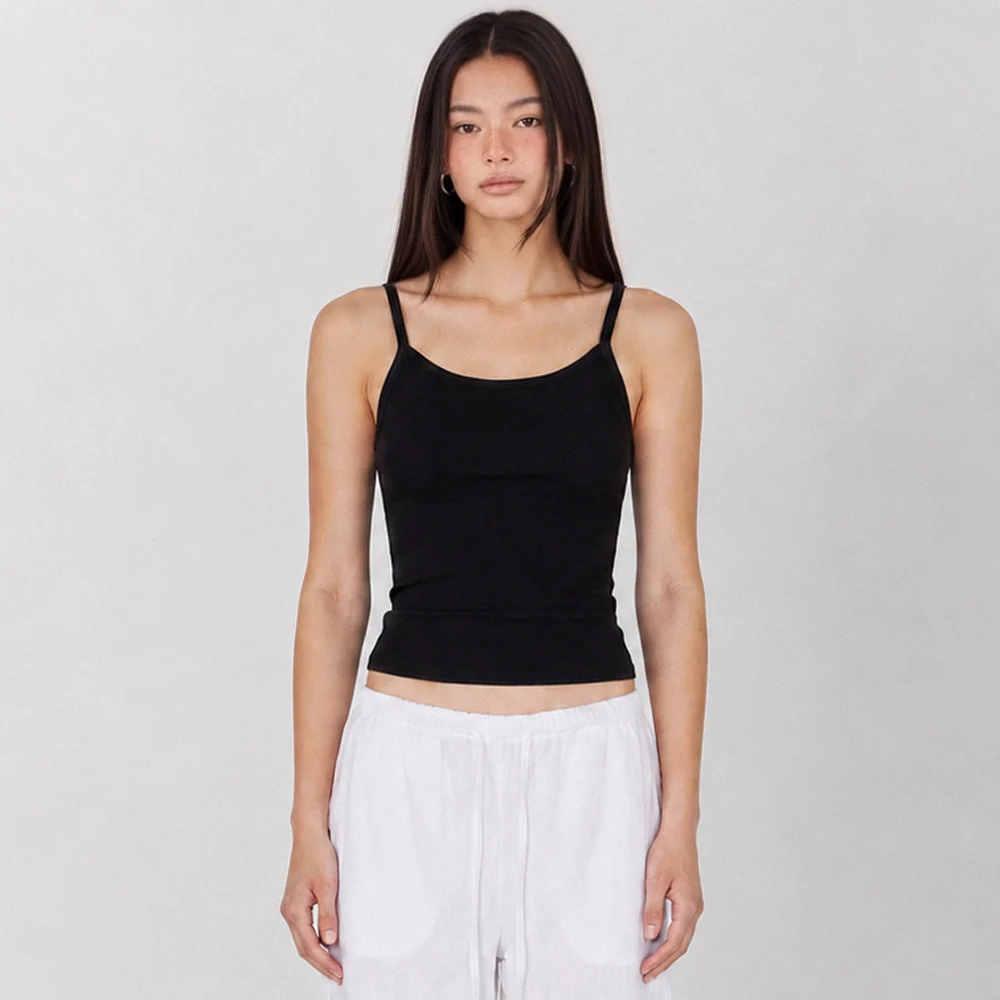K Ribbed Sleevelees Top 黑色