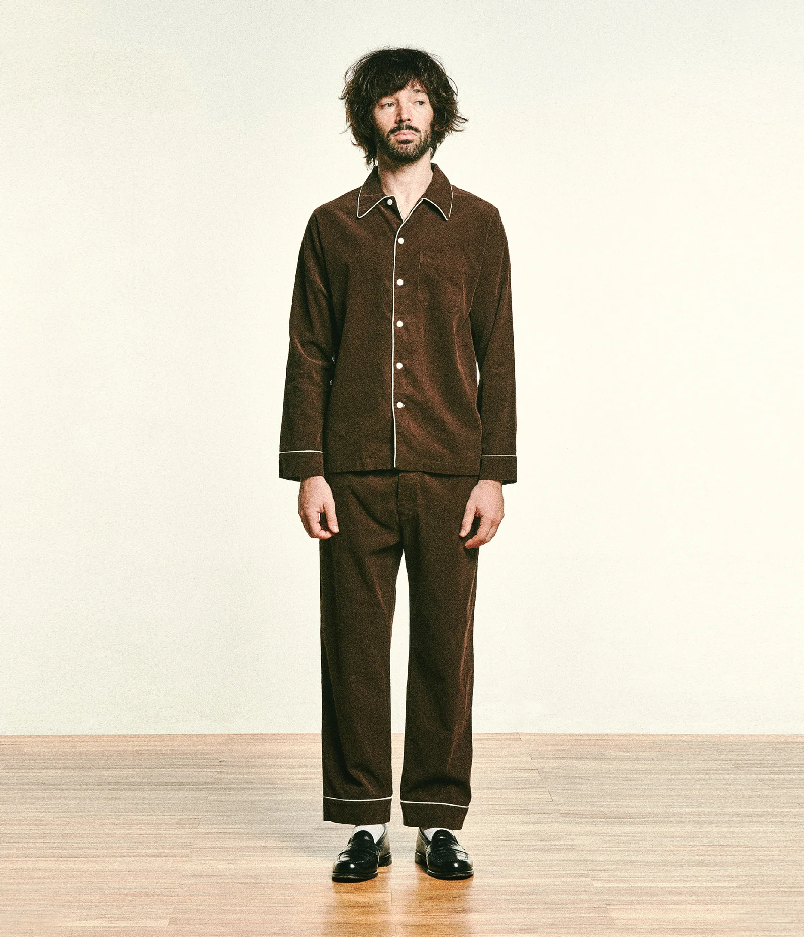 (M) WOODY PJ SET CORD BROWN