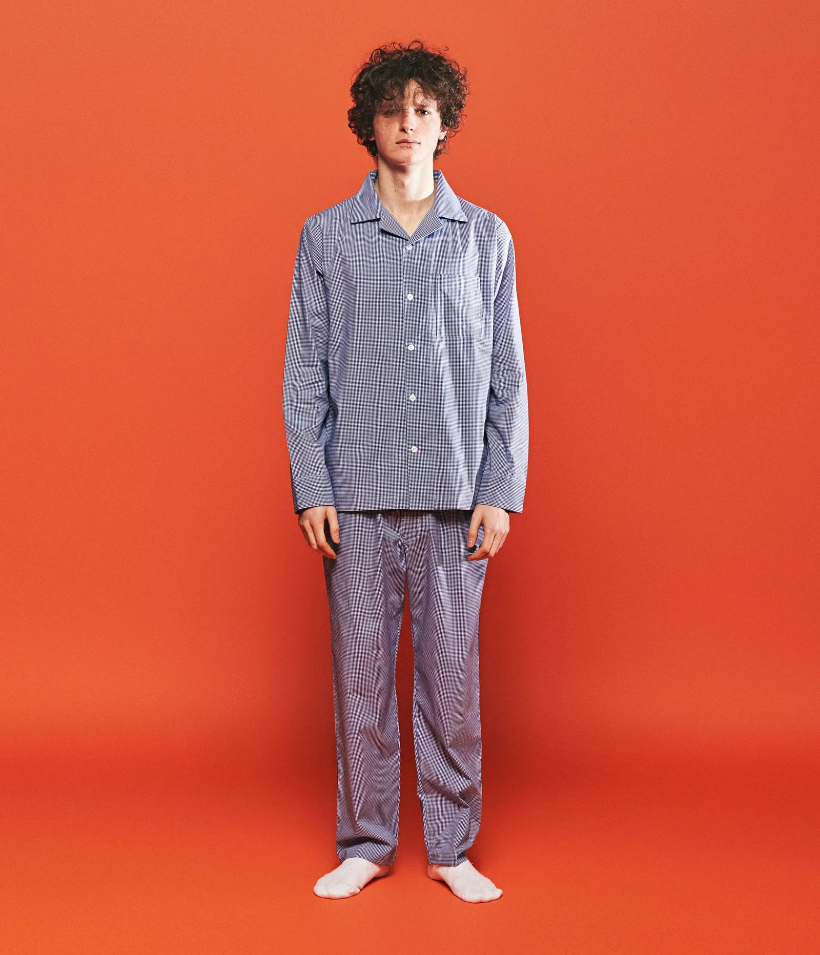 (M) Matt PJ Set Petit Gingham Blue