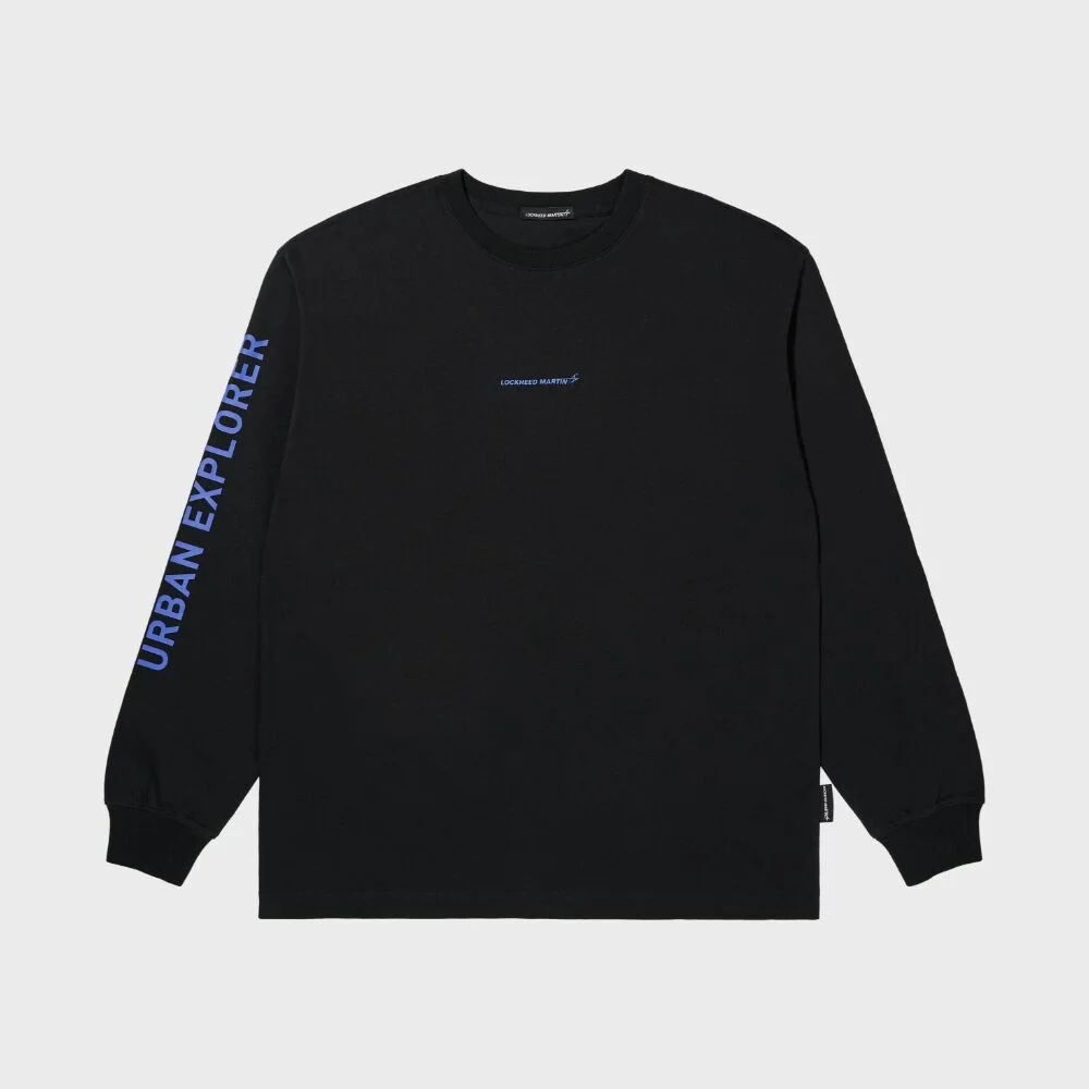 SLEEVE PRINT LONG T-SHIRTS (BLACK)