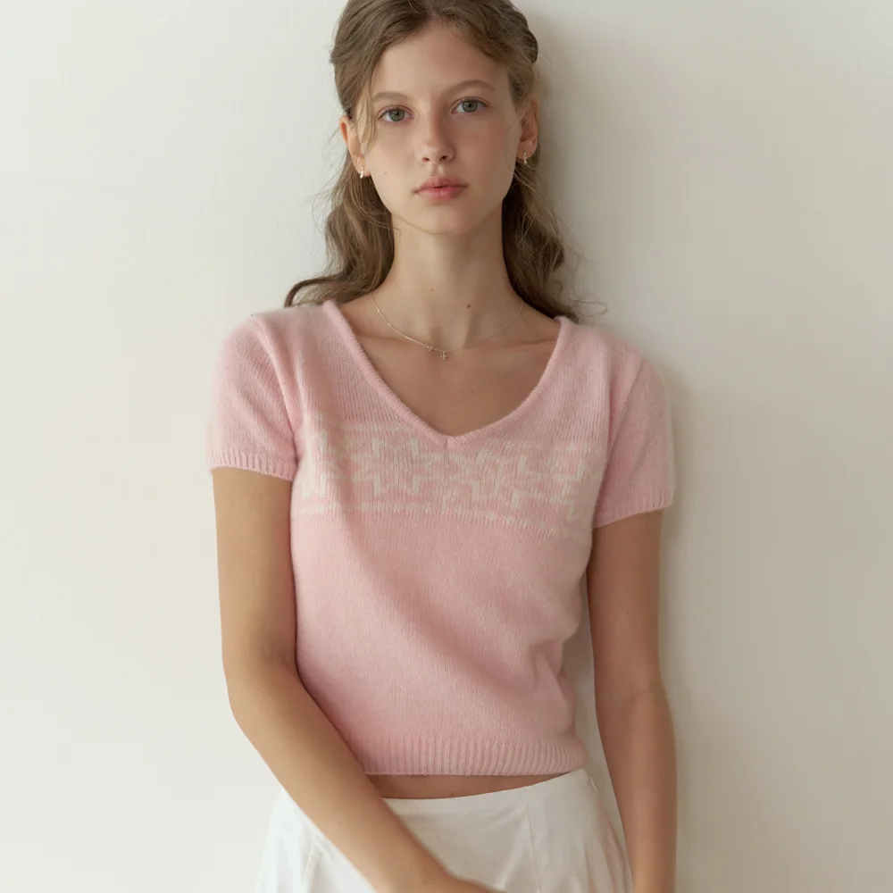 Vigne half v knit (pink)