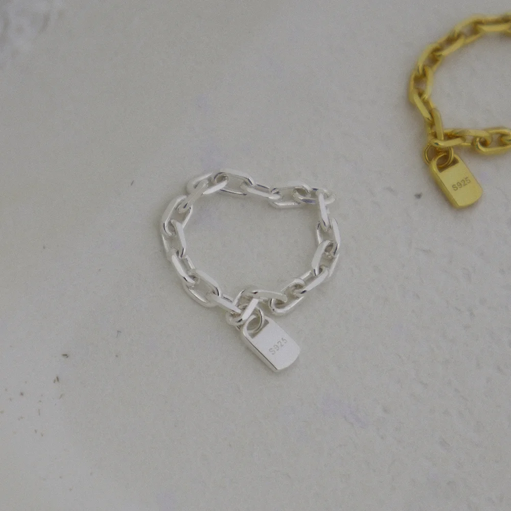 Lock chain 925 silver ring_silver