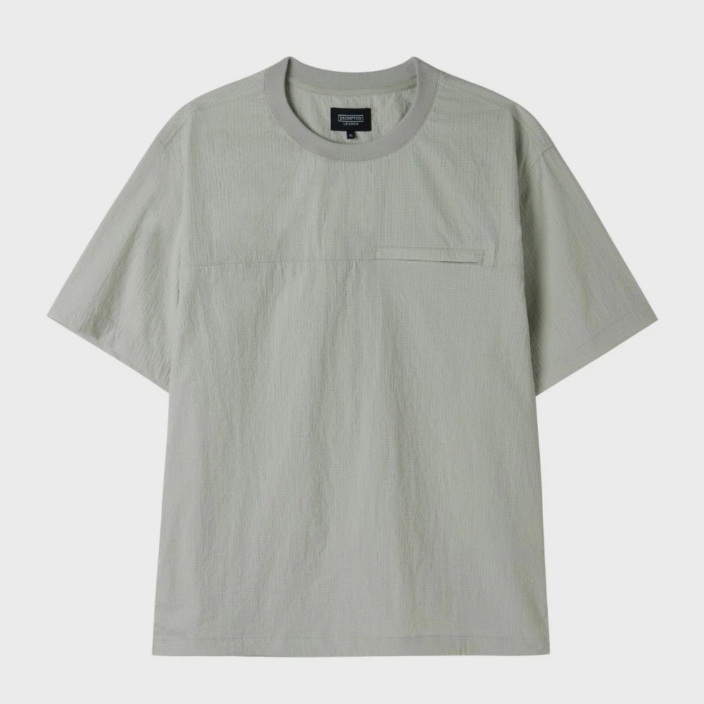 POLYESTER SEERSUCKER HALF SLEEVE T-SHIRT - L/GREY (P252MTS185)