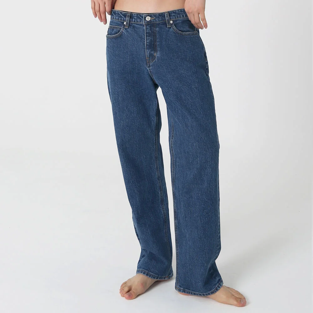 Organic Denim Wide Straight Jeans Indigo