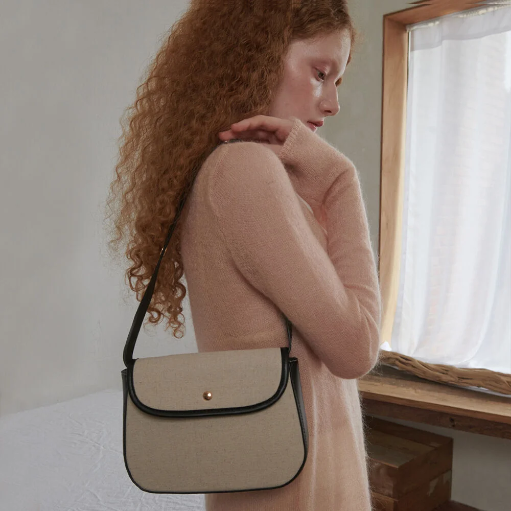 Leather Cotton Mix Shoulder Bag