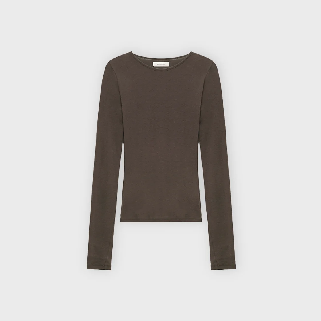 W Ribbed Long Sleeve, Dark Brown