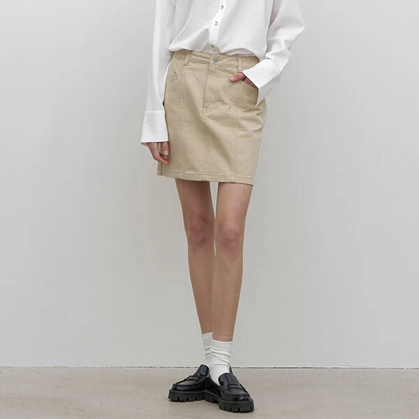 ESSENTIAL COLOR DENIM MINI SKIRT(SK-4900)
