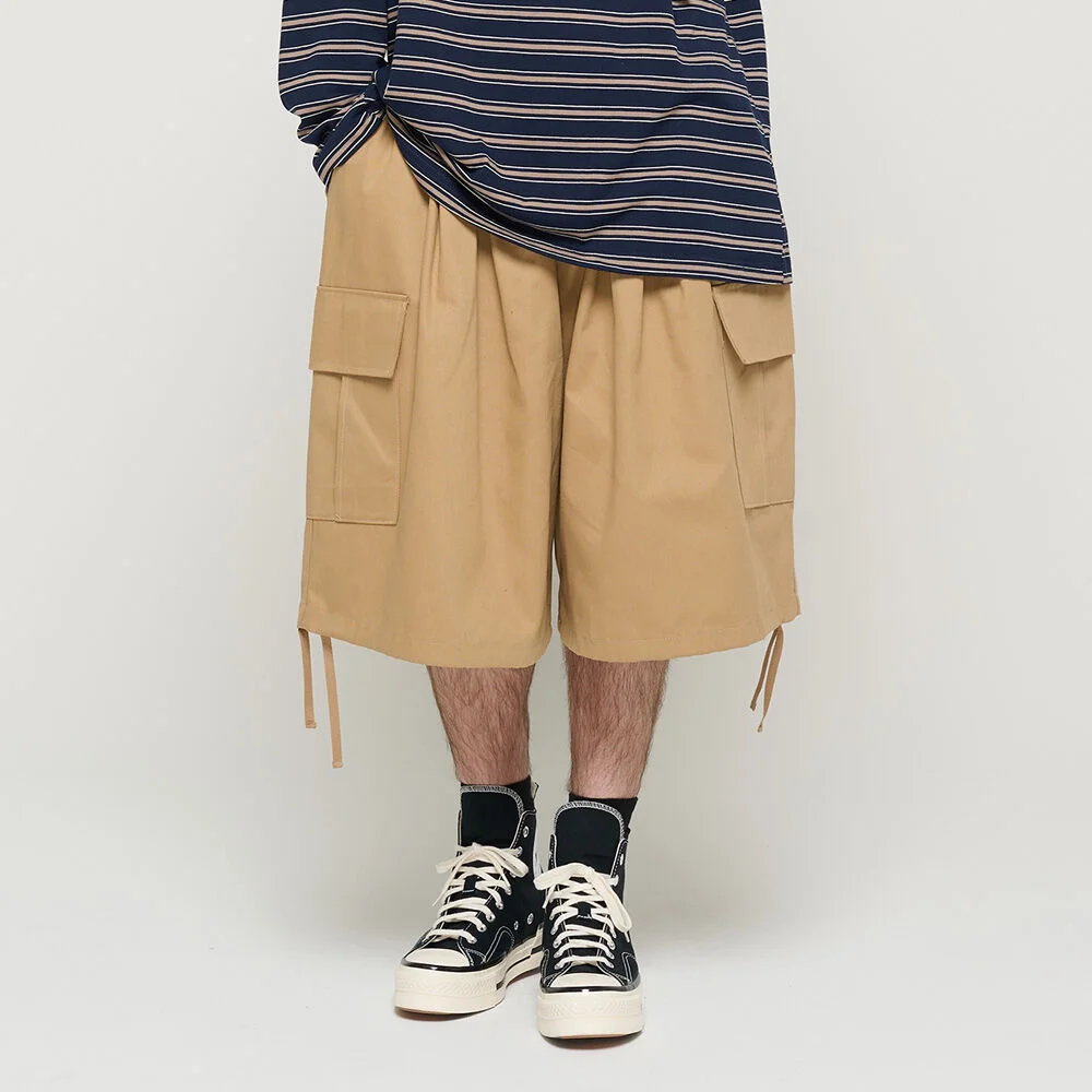 COTTON BALLOON CARGO BERMUDA PANTS (BEIGE)