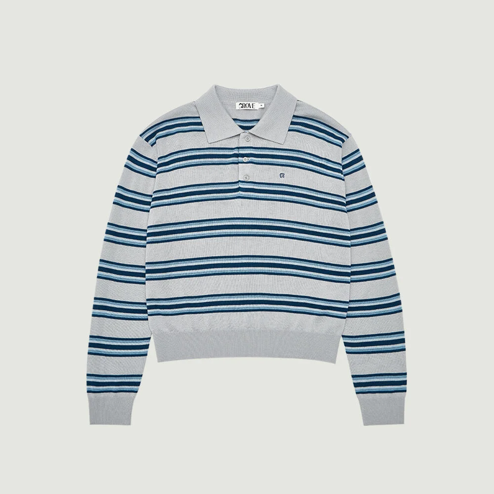 TESSA STRIPE COLLAR KNIT (GREY STRIPE)