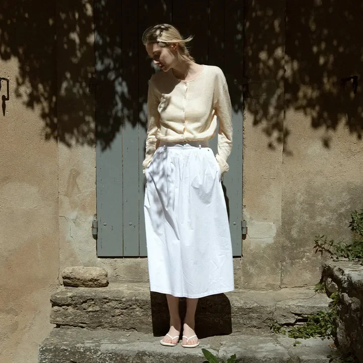 COTTON FLARE SKIRT (WHITE)